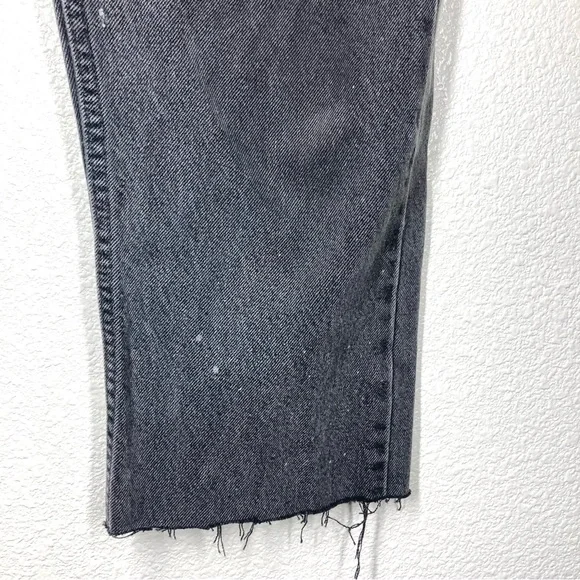 Levi's 501 Washed Baggy Black Distressed Cutt Of Hem 32 High Rise Button Fly - Picture 6 of 16